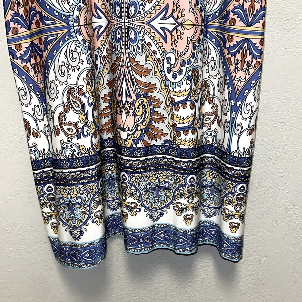 Analili NWT Muted Blue Paisley Sleeveless Boho Shift Dress 3186 - Picture 3 of 11